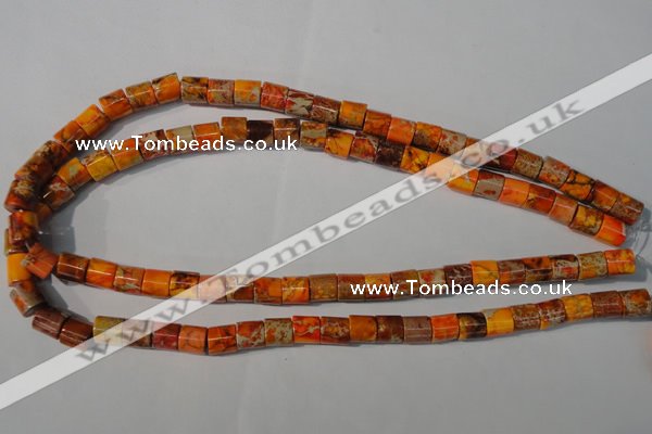 CDE737 15.5 inches 8*8mm tube dyed sea sediment jasper beads