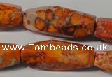 CDE745 15.5 inches 13*42mm faceted rice dyed sea sediment jasper beads