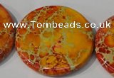 CDE758 15.5 inches 40mm flat round dyed sea sediment jasper beads