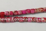 CDE780 15.5 inches 5*5mm cube dyed sea sediment jasper beads