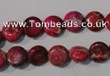 CDE785 15.5 inches 10mm flat round dyed sea sediment jasper beads