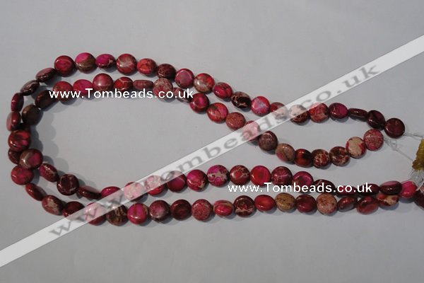 CDE785 15.5 inches 10mm flat round dyed sea sediment jasper beads