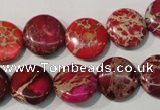 CDE786 15.5 inches 14mm flat round dyed sea sediment jasper beads