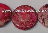 CDE788 15.5 inches 30mm flat round dyed sea sediment jasper beads