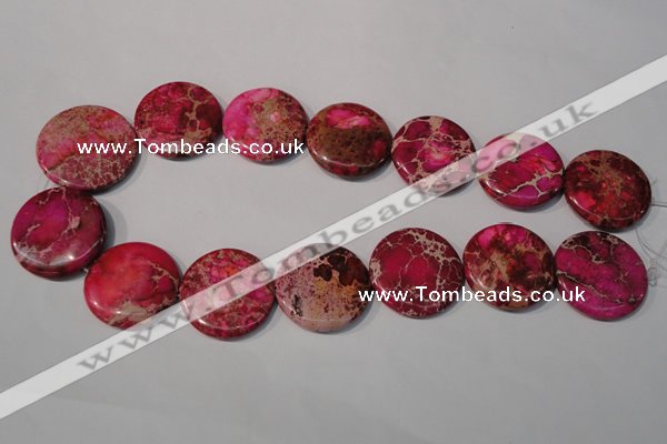 CDE788 15.5 inches 30mm flat round dyed sea sediment jasper beads