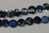 CDE905 15.5 inches 8mm flat round dyed sea sediment jasper beads