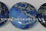 CDE909 15.5 inches 35mm flat round dyed sea sediment jasper beads