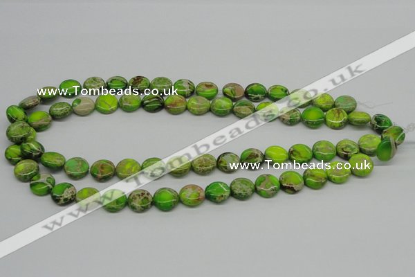 CDE91 15.5 inches 12mm flat round dyed sea sediment jasper beads