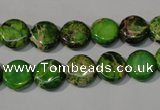 CDE936 15.5 inches 10mm flat round dyed sea sediment jasper beads