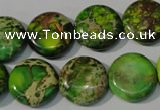 CDE937 15.5 inches 16mm flat round dyed sea sediment jasper beads