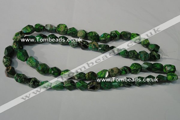 CDE963 15.5 inches 10*14mm faceted nuggets dyed sea sediment jasper beads