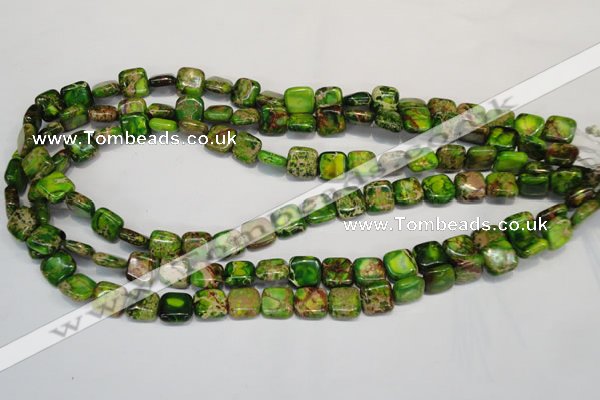 CDI120 15.5 inches 10*10mm square dyed imperial jasper beads