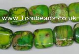 CDI121 15.5 inches 14*14mm square dyed imperial jasper beads