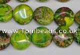 CDI123 15.5 inches 14mm flat round dyed imperial jasper beads