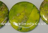 CDI129 15.5 inches 44mm flat round dyed imperial jasper beads