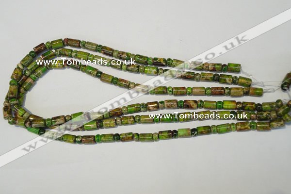 CDI142 15.5 inches 3*6mm rondelle & 6*9mm tube dyed imperial jasper beads