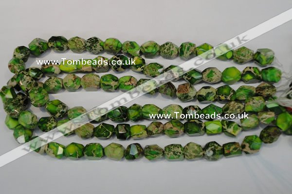 CDI155 15.5 inches 10*12mm faceted nugget dyed imperial jasper beads