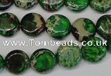 CDI170 15.5 inches 12mm flat round dyed imperial jasper beads