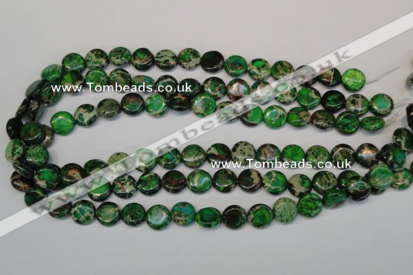 CDI170 15.5 inches 12mm flat round dyed imperial jasper beads