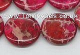 CDI18 16 inches 25mm flat round dyed imperial jasper beads wholesale