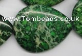 CDI195 15.5 inches 30*40mm flat teardrop dyed imperial jasper beads