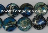 CDI232 15.5 inches 16mm flat round dyed imperial jasper beads