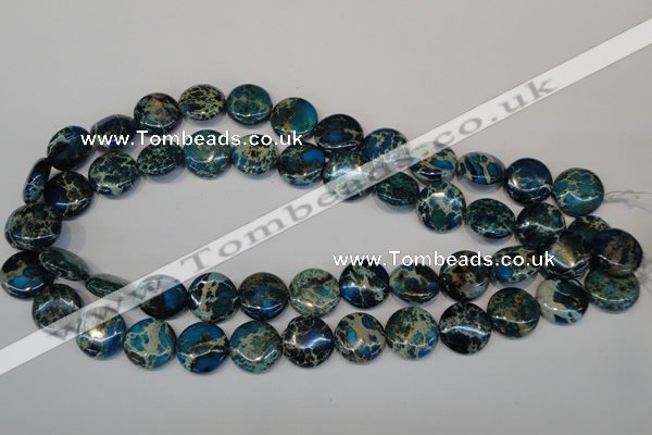 CDI232 15.5 inches 16mm flat round dyed imperial jasper beads