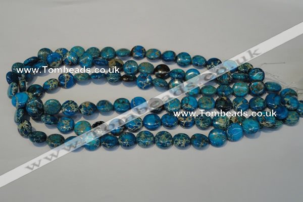 CDI305 15.5 inches 12mm flat round dyed imperial jasper beads