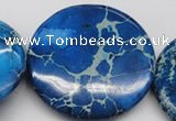 CDI312 15.5 inches 55mm flat round dyed imperial jasper beads