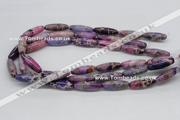 CDI33 16 inches 10*30mm rice dyed imperial jasper beads wholesale