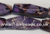 CDI386 15.5 inches 12*40mm faceted rice dyed imperial jasper beads