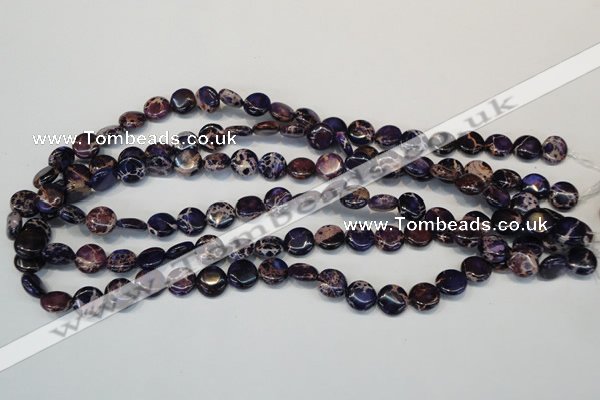 CDI397 15.5 inches 10mm flat round dyed imperial jasper beads