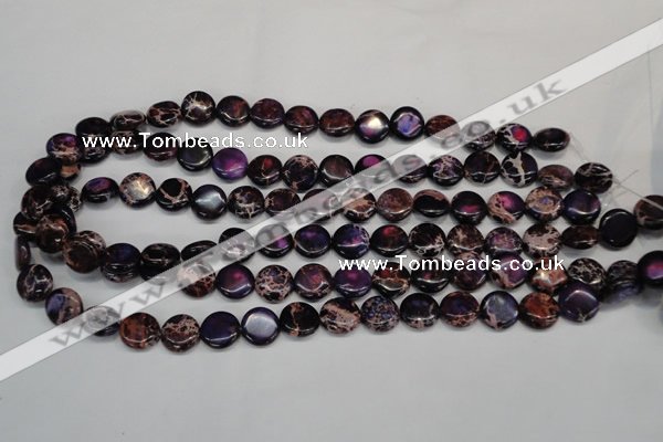 CDI398 15.5 inches 12mm flat round dyed imperial jasper beads