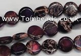 CDI405 15.5 inches 10mm flat round dyed imperial jasper beads