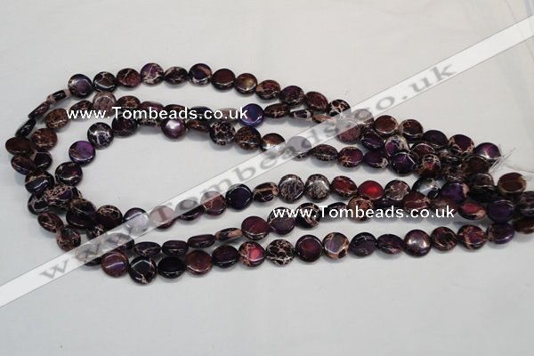 CDI405 15.5 inches 10mm flat round dyed imperial jasper beads