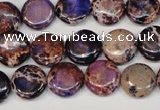 CDI406 15.5 inches 12mm flat round dyed imperial jasper beads