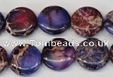 CDI408 15.5 inches 16mm flat round dyed imperial jasper beads