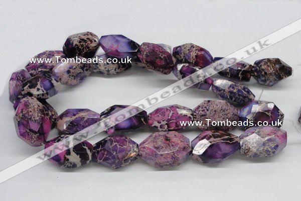 CDI41 16 inches 25*35mm faceted nuggets dyed imperial jasper beads