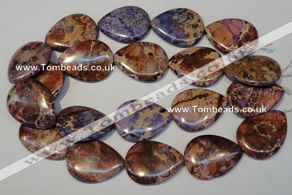 CDI461 15.5 inches 30*40mm flat teardrop dyed imperial jasper beads