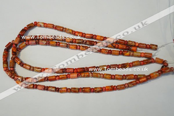 CDI505 15.5 inches 3*6mm rondelle & 6*9mm tube dyed imperial jasper beads