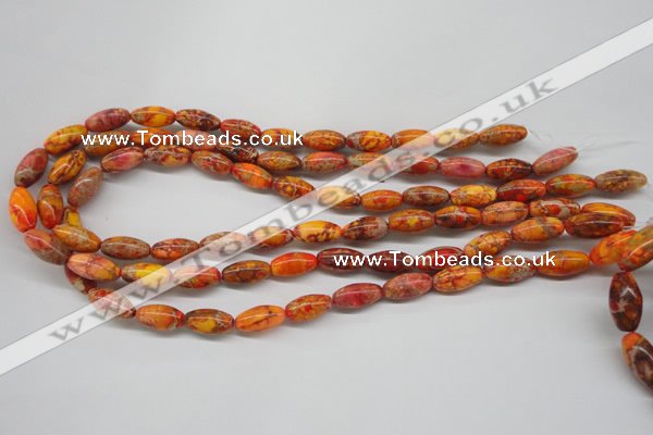 CDI510 15.5 inches 8*16mm rice dyed imperial jasper beads