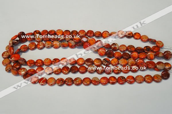 CDI516 15.5 inches 10mm flat round dyed imperial jasper beads