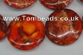 CDI522 15.5 inches 25mm flat round dyed imperial jasper beads