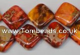 CDI545 15.5 inches 14*14mm diamond dyed imperial jasper beads