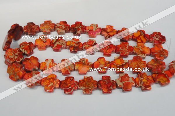 CDI563 15.5 inches 20*20mm cross dyed imperial jasper beads