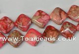 CDI568 15.5 inches 10*10mm diamond dyed imperial jasper beads