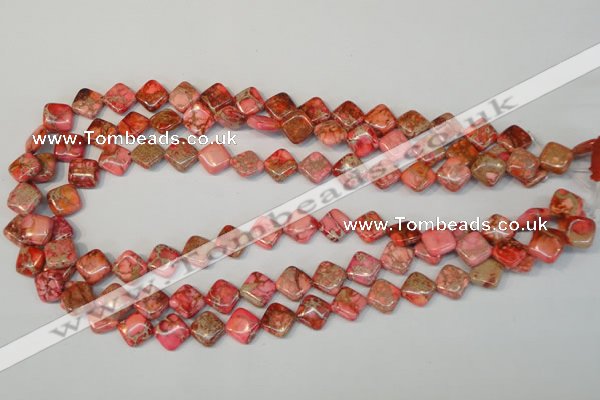 CDI568 15.5 inches 10*10mm diamond dyed imperial jasper beads