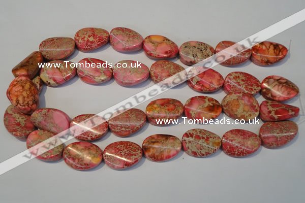 CDI575 15.5 inches 18*25mm twisted oval dyed imperial jasper beads