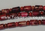 CDI597 15.5 inches 3*6mm rondelle 6*9mm tube dyed imperial jasper beads