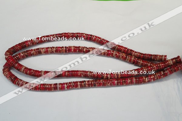 CDI601 15.5 inches 2*8mm heishi dyed imperial jasper beads